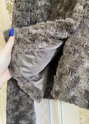 Стильный полушубок, легкая серо-коричневая куртка шубка7 фото