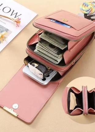 Женская сумка кошелек для телефона, денег и ключей через плечо черная forever better3 фото
