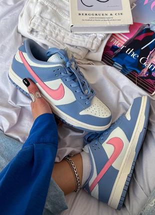 Круті жіночі кросівки nike sb dunk low sky blue pink white блакитні