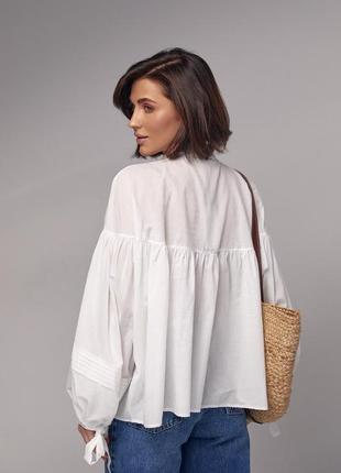 Бавовняна блуза з широкими рукавами8 фото