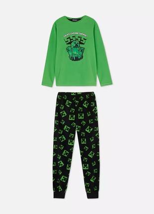 Майнкрафт одяг піжама тепла minecraft фліс флісова зелена 6 7 8 9 10 11 років на хлопчика5 фото