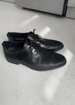 Мужские туфли черные 45 р ecco