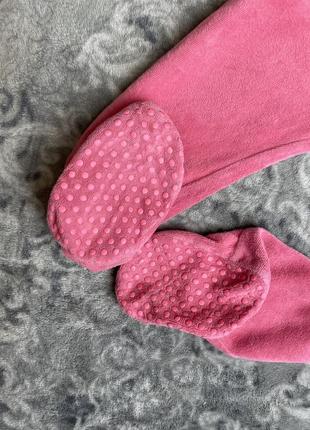 Велюровий теплий чоловічок tex 24 92 ромпер сліп піжама girl power з тормозками на ніжках рожевий ягідний3 фото