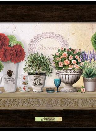 Классическая деревянная картина "прованс" - "букеты георгин и роз"