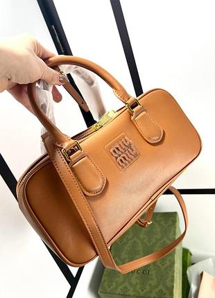 Сумка женская кожаная оранжевая рыжая маленькая брендовая в стиле miu