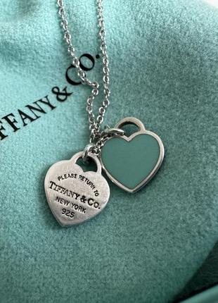 Подвеска tiffany blue® double heart tag в бирюзовом