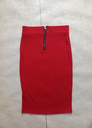 Брендовая красная обтягивающая юбка миди футляр с высокой талией coolcat, 38 pазмер.