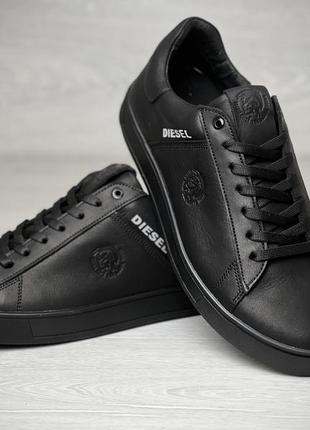 Шкіряні чоловічі кеди diesel pirate black
