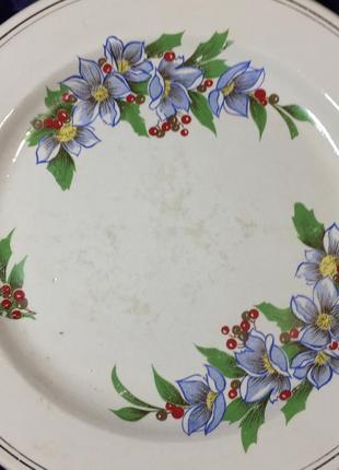 Красивое большое блюдо тарелка цветы 30,5 см. фаянс н4209 винтаж4 фото