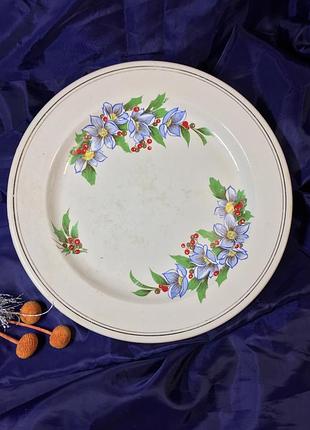 Красивое большое блюдо тарелка цветы 30,5 см. фаянс н4209 винтаж