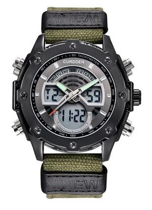 Армейские мужские наручные часы на тканевом ремешке, прочные военные часы с подсветкой секундомером будильник4 фото