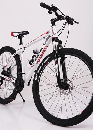 Гірський велосипед hammer-29 shimano  біло-червоний1 фото