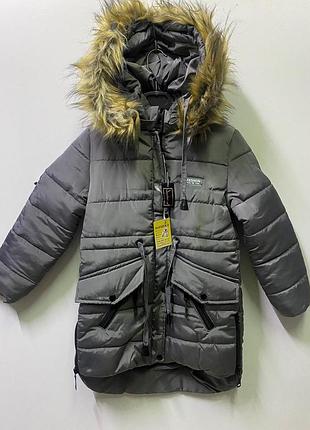 Удлиненная куртка на меху 128-164 рост