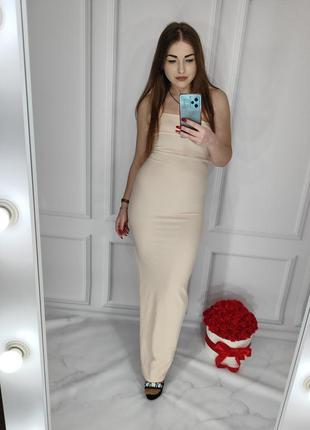 Платье персиковое длинное2 фото