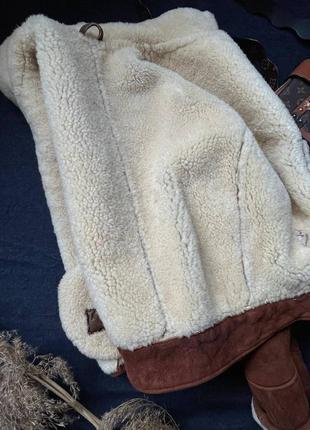 Дублянка натуральна на овчині, стильна куртка зимова7 фото
