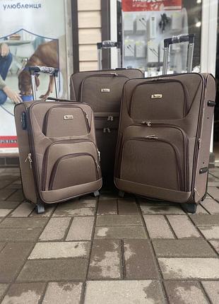 Набор чемоданов airline на 3 колеса цвет какао (or)