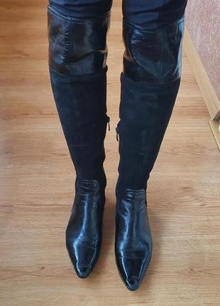 Осінні натуральні замшеві високі чоботи/сапоги/ботфорти 36