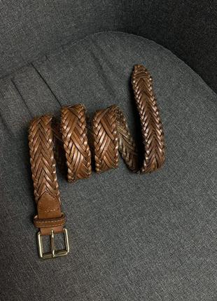 Качественный кожаный плетеный ремень пояс1 фото