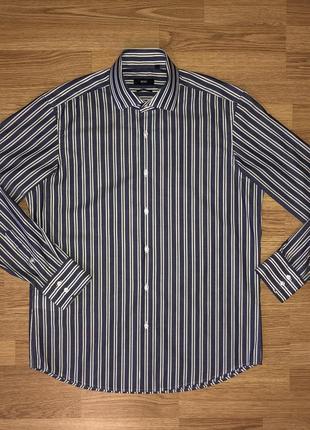 Hugo boss 41 16 рубашка в полоску бело-синяя