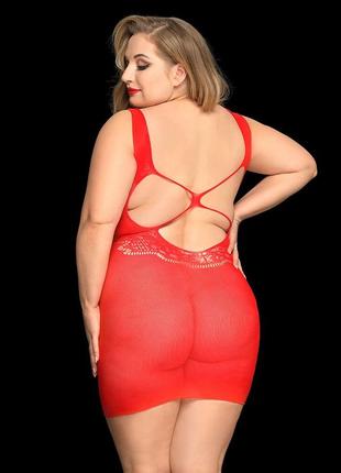 Сексуальное сетчатое платье jsy «страстная эвелин» plus size, red, кружево, открытая спинка2 фото