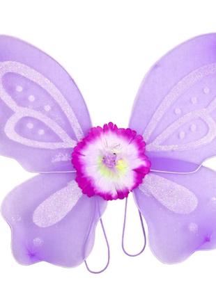 Детский  костюм карнавальный бабочка: крылья, обруч, палочка фиолетовый4 фото