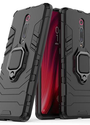 Чохол ring case для xiaomi redmi k20 / k20 pro броньований бампер з кільцем чорний