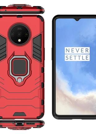 Чохол ring case для oneplus 7t броньований бампер з кільцем червоний3 фото