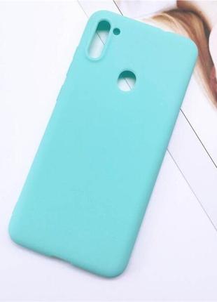 Чехол soft touch для samsung galaxy m11 (m115) силикон бампер мятно-голубой