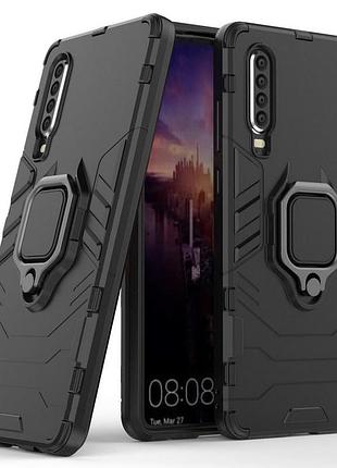 Чехол ring case для huawei p30 бронированный бампер с кольцом черный