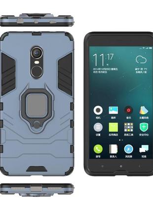 Чехол ring case для xiaomi redmi note 4x / note 4 global / note 4 бронированный бампер с кольцом темно-синий 3