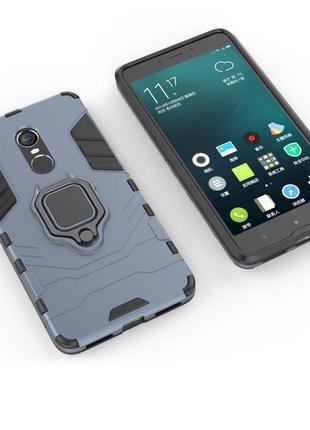 Чехол ring case для xiaomi redmi note 4x / note 4 global / note 4 бронированный бампер с кольцом темно-синий4 фото