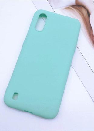 Чехол soft touch для samsung galaxy a01 (a015) силикон бампер мятно-голубой