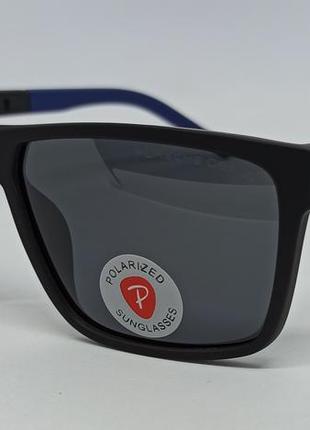 Очки в стиле porsche design мужские солнцезащитные черные с синим матовые поляризованные