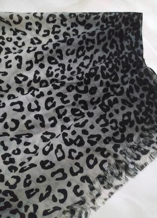 Большой шарф 100% тонкая шерсть градиент палантин леопардовый анималистичный принт леопард3 фото
