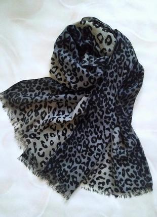 Большой шарф 100% тонкая шерсть градиент палантин леопардовый анималистичный принт леопард4 фото