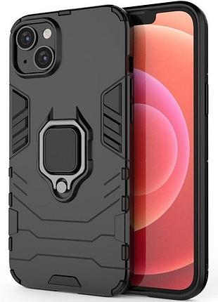 Чехол fiji ring для apple iphone 14 plus бронированный бампер с кольцом подставкой черный