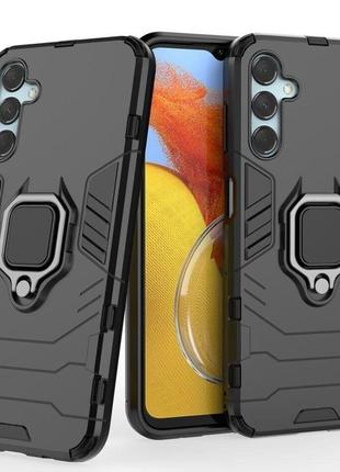 Чехол fiji ring для samsung galaxy m14 (m146) бронированный бампер с кольцом подставкой черный