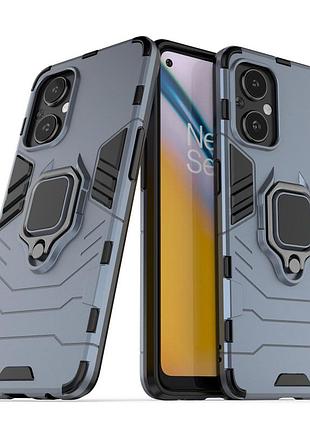 Чехол fiji ring для oppo reno7 lite / reno8 lite бронированный бампер с кольцом подставкой темно-синий