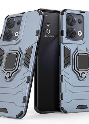 Чехол fiji ring для oppo reno8 5g бронированный бампер с кольцом подставкой темно-синий