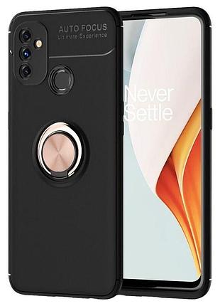 Чохол fiji hold для oneplus nord n100 бампер накладка з підставкою black-gold