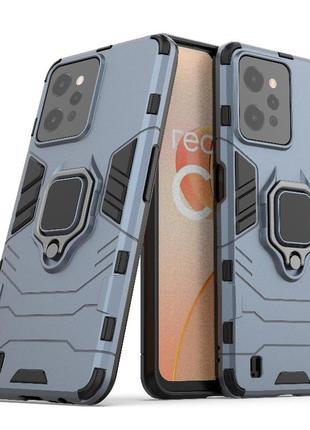 Чехол fiji ring для realme c31 бронированный бампер с кольцом подставкой темно-синий