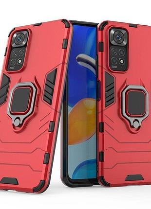 Чехол fiji ring для xiaomi redmi note 12s бронированный бампер с кольцом подставкой красный