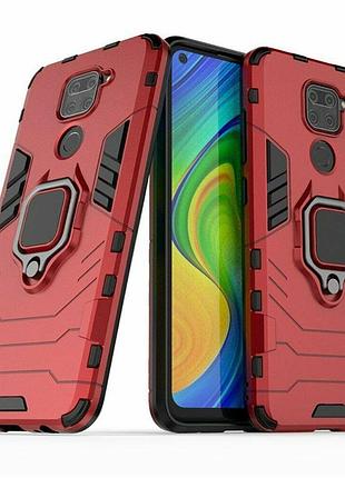 Чехол fiji ring для xiaomi redmi 10x 4g бронированный бампер с кольцом красный