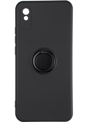 Чехол fiji holder ring для xiaomi redmi 9a бампер накладка с подставкой black