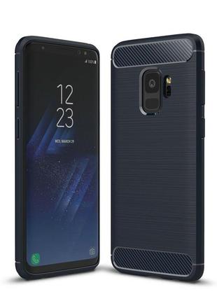 Чехол fiji polished carbon для samsung s9 (g960) противоударный бампер синий