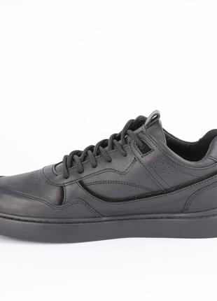 Классические черные качественные мужские кроссовки демисезон, кожаная, натуральная...