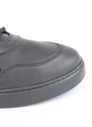 Классические черные качественные мужские кроссовки демисезон, кожаная, натуральная...