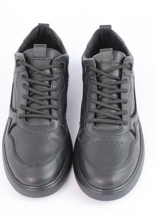 Классические черные качественные мужские кроссовки демисезон, кожаная, натуральная...