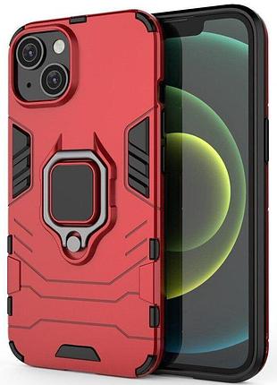 Чехол fiji ring для apple iphone 14 бронированный бампер с кольцом подставкой красный