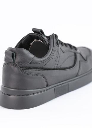 Классические черные качественные мужские кроссовки демисезон, кожаная, натуральная...